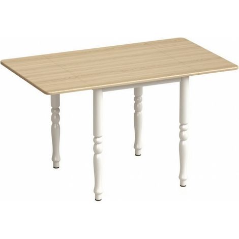 Tavolo da pranzo allungabile per 2-6 persone 134 cm MDF e acciaio finitura legno naturale e bianco (1/5)