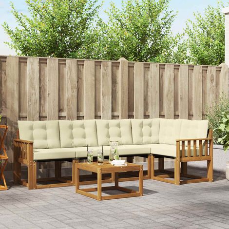 vidaXL Outdoor-Sofagarnitur mit Kissen 6 pcs Natur und Creme (1/5)