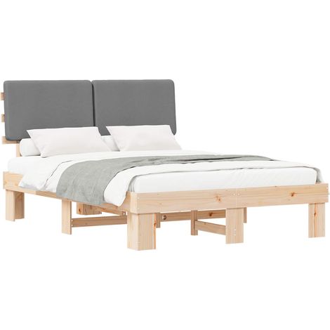 Estructura de Cama con Cabecera Tapizada Gris Claro vidaXL