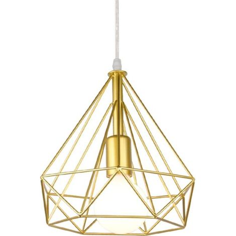 Vintage Suspension Industrielle Lustre Abat-jour Éclairage Douille E27 Edison Plafonnier Métal Ø25cm, Or (Sans ampoule) (1/5)