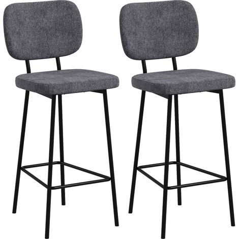 Lot de 2 tabourets de bar CLAYTON gris (1/5)