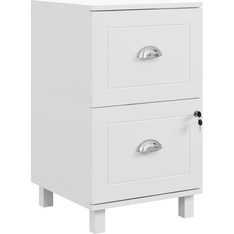 Classeur avec serrure 2 tiroirs barres réglables A4 Carta compact 40x41.5x67.5 cm blanc