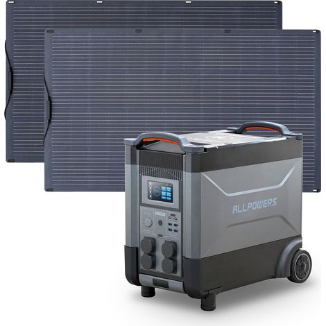 Home Battery Power Station LiFePO4 3600Wh, Voice Control With 2Pcs 200W Flexible Monocrystalline Solar Panel For Home Backup Outdoor ALLPOWERS R4000 (1/5)