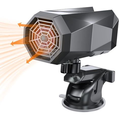 Calefactor de coche con ventilador，12 V，150 W，calefactor y ventilador de refrigeración 2 en 1 para coche，desempañador con base giratoria de 360° (1/5)