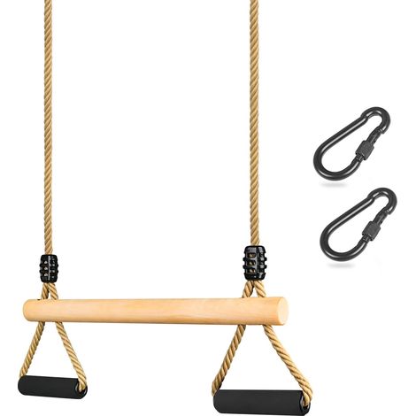 Bois Multifonction pour Enfants Balançoire Réglable avec Poignée D'éponge Douce Intérieur Trapeze Balancoire pour Enfants Jeux Jardin Extérieur jusqu'à 100 kg