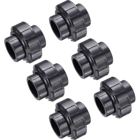Raccords De Tuyaux En PVC Union 1" Raccord D'Union À Emboîtement Pour Tuyau Adaptateur Meubles Pour Tube D'Arrosage Piscine Plomberie Extérieure Gris Foncé 6Pcs (1/5)