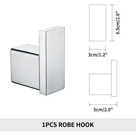 (Crochet pour peignoir) Accessoires de salle de bain en acier inoxydable : étagère murale, porte-serviettes, barre, porte-brosse WC, porte-papier toilette, porte-savon (1/5)