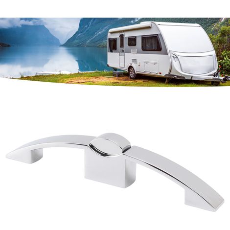 Lot de 2 verrous à bouton-poussoir pour armoire, avec poignée, pour camping-car, bateau, entraxe de 128 mm (chromé) (1/5)