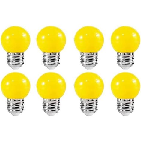 Ampoule LED sphérique G45 E27 couleur jaune 3 W AC220‑240 V non dimmable éclairage décoratif Halloween Noël et fêtes lot de 8