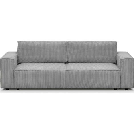 Canapé modulable 3 places en velours côtelé gris clair - Harper Mod (1/5)