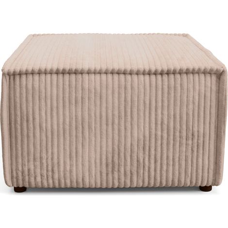 LARIA - Pouf en gros velours côtelé Café 76x76x41 (1/5)