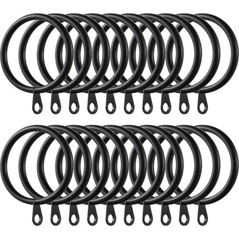 60 Pièces Anneaux de Rideau, Anneaux de Suspension en Métal de Rideaux pour Rideaux et Tringles, 35mm Diamètre Intérieur (Noir) (1/5)