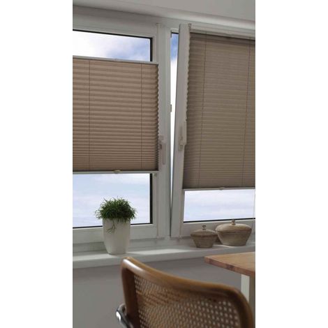 Easyfix Plissee mit 2 Bedien- schienen taupe 50 x 130 cm (1/4)