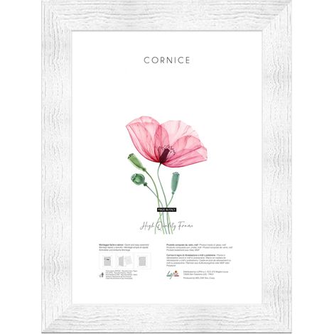 Lupia - Cornice portafoto in legno da parete shabby BOSTON WHITE bianca, per stampe, pergamene diplomi, poster, quadri moderni 30x40 cm (1/4)