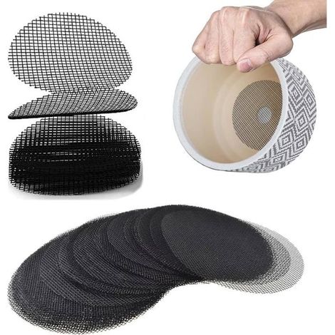 100 perforierte Netzmatten (5 cm Maschenweite) für Blumentöpfe – Bodenschutzgitter – Gartengeräte, Töpfe nicht enthalten (1/5)