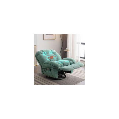 Fauteuil de massage électrique inclinable, chauffant, massage vibrant, ports Type-C et USB, pivotant avec minuterie, porte-gobelet et poches latérales, vert (1/5)