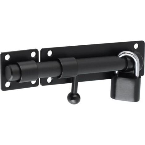 Exterior Door Latch Sliding Door Lock with Padlock and 4 Keys, Heavy Duty Stainless Steel Gate Lock, 150MM Length, Matte Black, EMST8060-B (1/4)