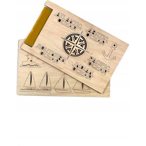 Set mit Ozeaninschriften und -ergänzungen für Holzkarten, 18-teilig, aus Holz (1/5)