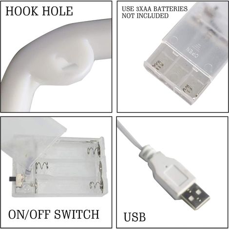 Lot lumineux LED lèvres séparées bleu, mode USB + 3 piles AA, décoration de Noël et Saint-Valentin, veilleuse néon double fonction (1/4)