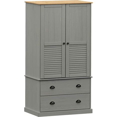 vidaXL Armadio VIGO 90x55x170 cm in Legno Massello di Pino Grigio (1/5)
