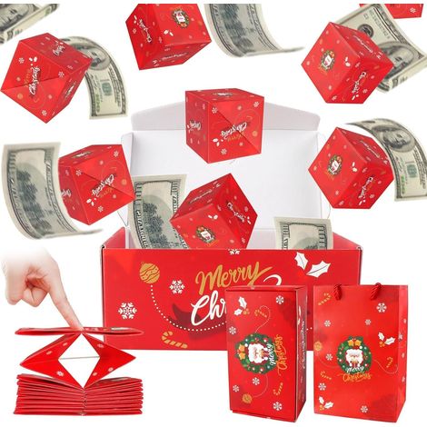 Lot de 16 boîtes cadeaux surprise de Noël - Explosion pour argent - Enveloppes rebondissantes pliantes - Boîtes cadeaux pop-up de luxe pour Noël, anniversaire, anniversaire de mariage (1/5)