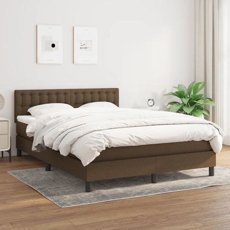 vidaXL Sommier à lattes de lit avec matelas Marron foncé 140x200 cm (1/5)