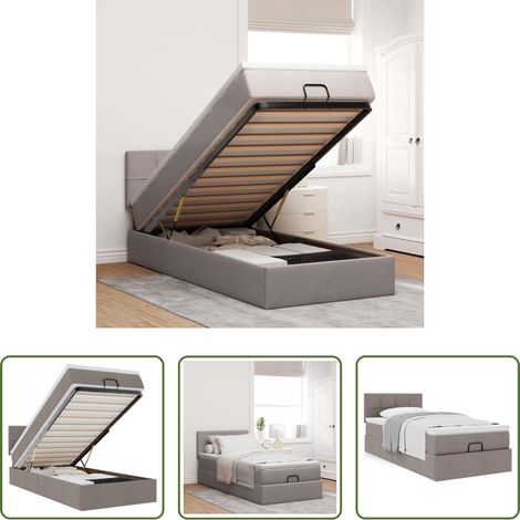 vidaXL Taschenfederkern - Ottoman-Bett mit Matratze Taupe 90x200 cm Stoff (1/5)