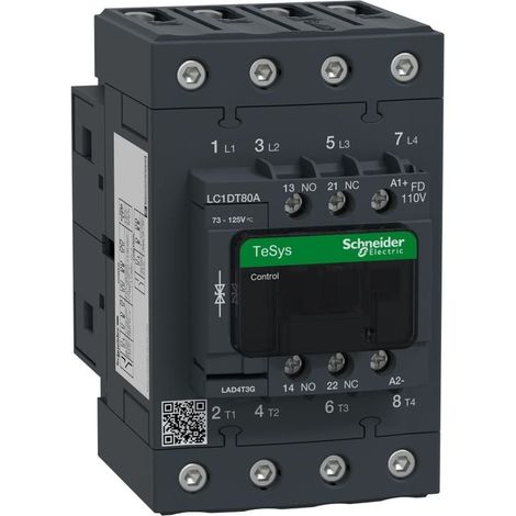 Contattore TeSys LC1D - 4 poli - CA-3- 440V CA - 80A - Bobina 100V CC - LC1DT80AFD