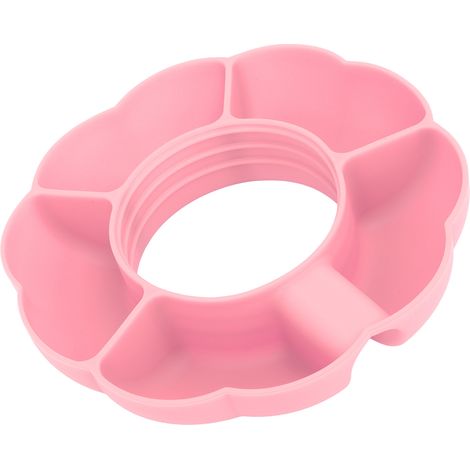 Servierplatte aus Silikon mit 5 Fächern, unterteilt, runder Servierteller, für 1,2-Liter-Tassen, rosa (1/5)