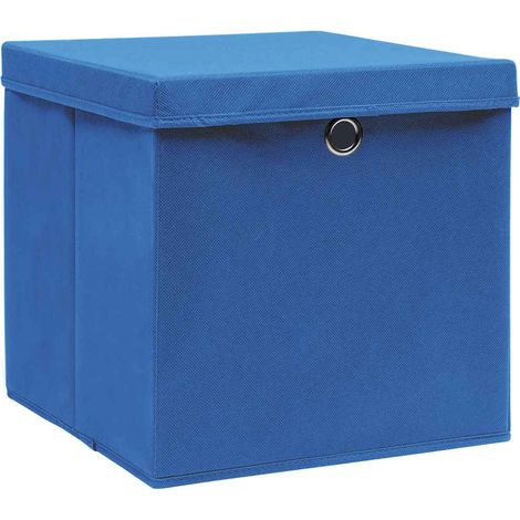 vidaXL Contenitori con Coperchi 4 pz 28x28x28 cm Blu