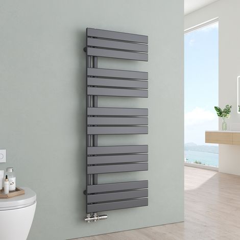 S'Afielina – Sèche-serviettes eau chaude 1320x500mm – Acier anthracite – Puissance 661W – Connexion latérale pour installation facile (1/5)