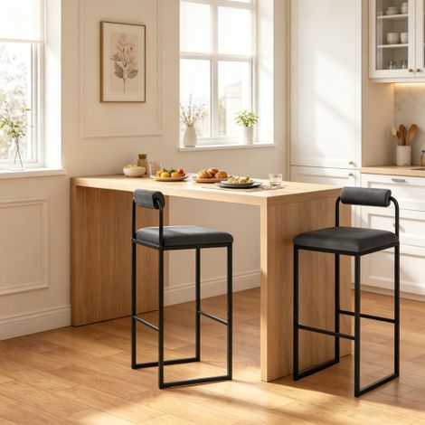 Tabourets hauts de cuisine style moderne, tabourets de bar avec dossier, tabourets hauts type café (lot de 2) (1/5)