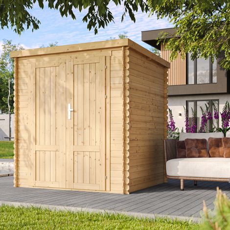 TIMBELA M309F1 Caseta De Jardín Exterior De Madera 3,53 m², Cobertizo De Jardín Para Bicicletas Y Herramientas, Caseta De Almacenamiento Con Paredes De 19 mm, Sin Suelo, Puerta De Panel De Madera Maci (1/5)
