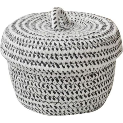 YMYNY Petit panier de rangement avec couvercle en corde de coton naturel, boîte de rangement pour chambre d'enfant, panier pour jouets de bébé