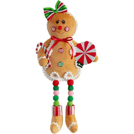 Décoration de Noël Bonhomme en Pain d'Épice Ornements à Suspendre avec Nœuds Biscuit Poupée Décorative Fête Fin d'Année (1/5)