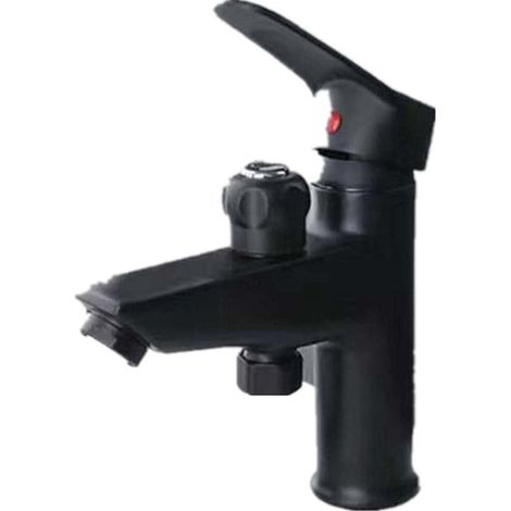 Robinet De Salle De Bain Brosse Salle De Bains Matériaux De Construction Quincaillerie Lavabo Monotrou Cuivre Bouton À Double Usage Douche Externe Robinet Lavabo Chaud Et Froid Noir (1/5)