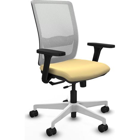 Silla de oficina piqueras y crespo Haches crema malla blanca (1/2)