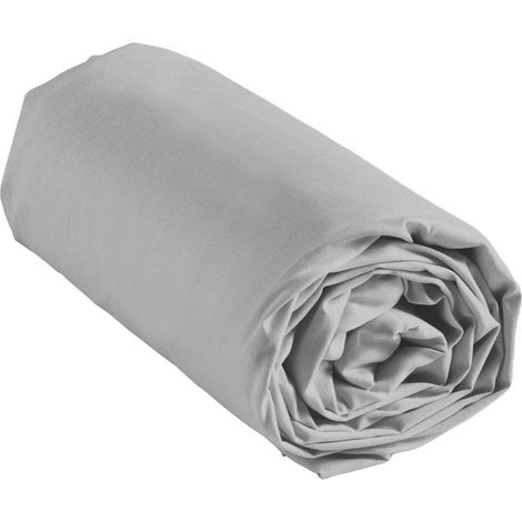 Drap housse 2 personnes 160 x 200 x 30 cm Linette coton lavé  57 fils Gris