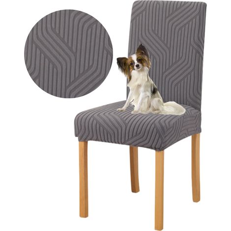 Housse de chaise en jacquard tressé gris [10-Z8-SZ]