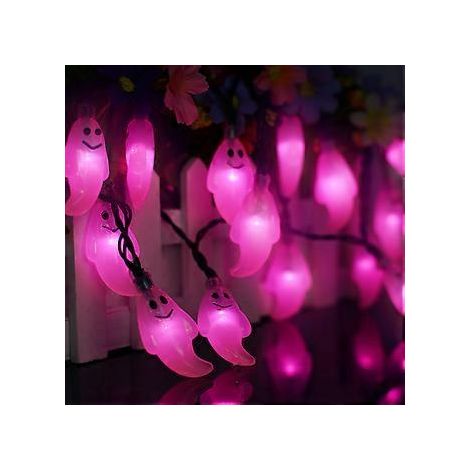 30 LED-Lichterkette für Halloween – 6 m lange, lila Geister-Lichterkette mit 30-V-Stecker, erweiterbar, 8 Modi, Halloween-Beleuchtung für Garten, Hof und Haus
