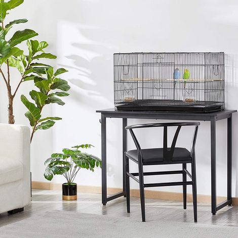 Cage à Oiseaux Volière Perruche Canaris avec Mangeoire 5.5 x 45 x 45 cm Noir (1/5)