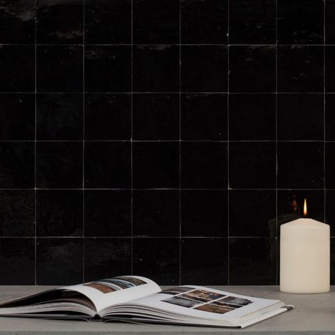 Véritable Zellige Marocain Noir N 5 10x10 cm - Paquet de 0,5 m² - Ti'ma Stone (1/5)