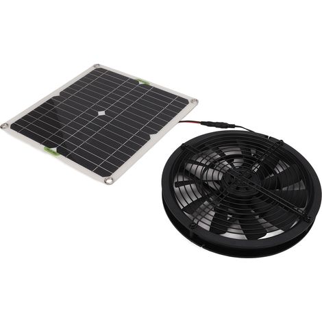 Ventilateur solaire 10 pouces 100W pour camping-car, bateau, serre et salle de bain - panneau photovoltaïque intégré, extracteur d'air puissant et silencieux, usage extérieur et intérieur (1/5)
