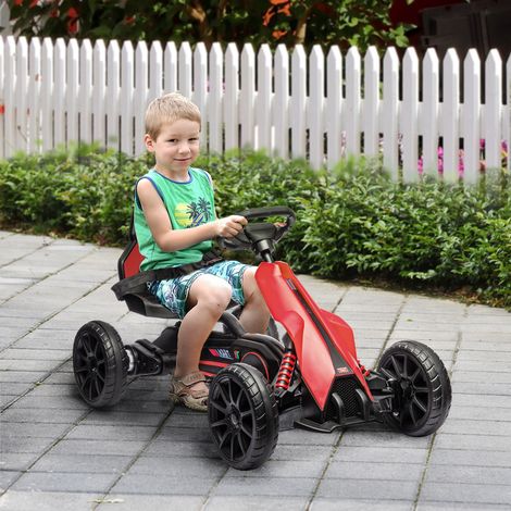 Karting électrique 12 V pour enfants de 3 à 8 ans, vitesse 3-5 km/h, ceinture de sécurité, 100 x 58 x 58,5 cm, rouge