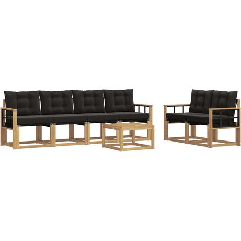 vidaXL Outdoor Sofa Set 7 pcs White and Black (1/4)