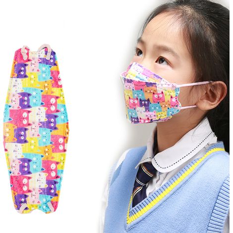 Lot de 5 Masques Bouche Enfants Imprimés Mignons, Bandeau Anti-Poussière Réutilisable pour Fille et Garçon, Protection Respiratoire Extérieure, Taille Enfant (1/5)