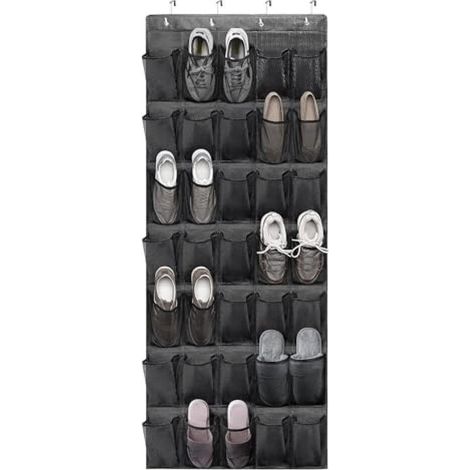 Porte Chaussures Mural,Rangement Chaussures Suspendu avec 35 Grandes Poches,Rangement porte à Suspendre Étagère Chaussure Pliables avec 4 Crochets pour Salle de Bain Chambre Cuisine (1/5)