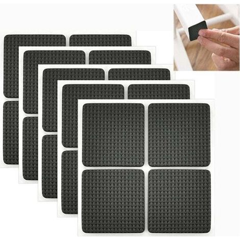 24 Stück Anti-Rutsch-Gummipads, selbstklebende Gummipads, Filz-Stuhlpads, geräuscharme Stuhlbeinpads, quadratisch, selbstklebende Möbel zum Schutz von Fliesen, Tischen, 4 x 4 cm (schwarz) (1/4)