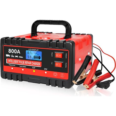 Chargeur de Batterie entièrement Automatique, Chargeur de Batterie de Voiture 8A, Chargeur de Batterie 12V/24V, Outil Intelligent de Charge Rapide et d'entretien pour Voitures, camions et Motos (1/5)