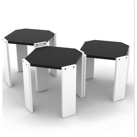 Tavolino da caffè impilabile 44,5x44,5x36 cm Nido Hansel bianco nero (1/4)